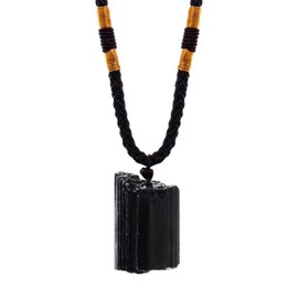CIFIBIFUN 2021 Black Tourmaline Necklace Crystal Pillar Pendant Obsidian，Original Natural Stone Metaphysically Psychic Protection (0.53)