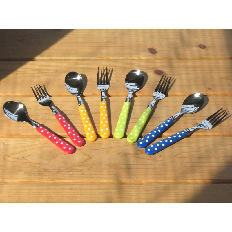 Nagao Tsubamesanjo Color Dot Lunch Spoon Lunch Fork, Green, Made
