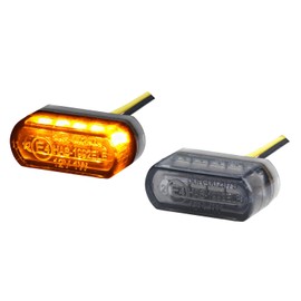 Germany Motorsports LED Mini Motorcycle Indicator Micro Stripe E-Approved Front and Rear Fairing Indicator Universal (Light Tinted, 3-in-1 Indicator)