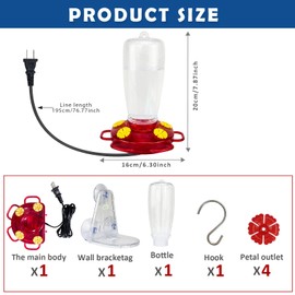 DOUBFIVSY 2 in 1 Heated Hummingbird Feeders for Outdoors, 19℃/66℉ Constant Temperature Window Hummingbird Feeder with Hooks & Suction Cups Anti Freezing Hummingbird Feeders for Winter, Garden