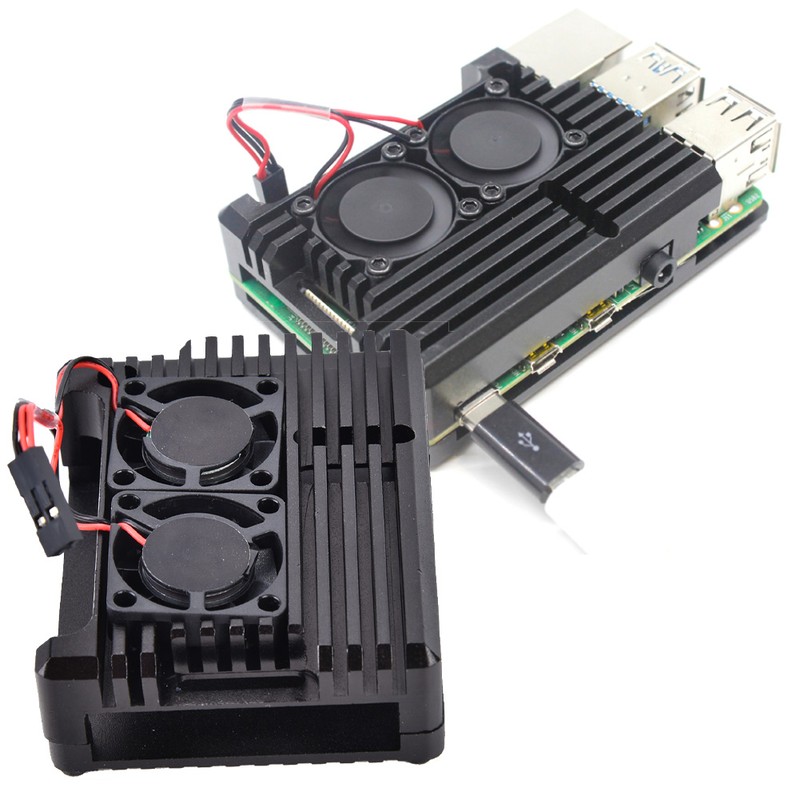 For Raspberry Pi 4B Black Aluminum Alloy Protective Box Enclosure