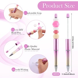 Craftdady 10Pcs Plastic Beadable Pens Gradient Pink Yellow Press Bead Ballpoint Pens Black Ink DIY Bead Pens Cute Cool Rollerball Pens for DIY Pen Decoration Supplies Office School Students Presents
