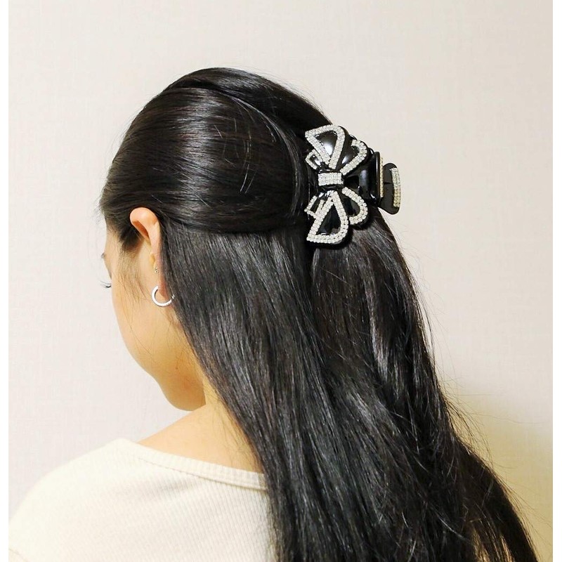 RINKALAND Hair Claw That Holds Firmly, Large, Large, Rhinestones, Glamorous