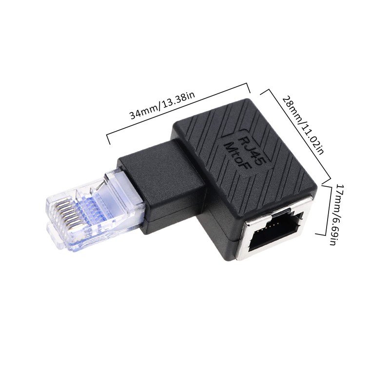 ECSiNG 2PCS RJ45 Ethernet Adapter 90 Degree Male to Female