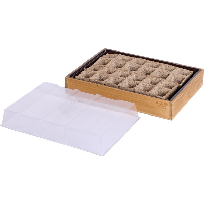 Siena Garden Growing Wood Box with 24 Pots Biodegradable