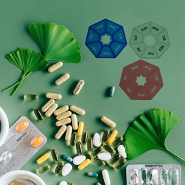 7 Day Heptagon Pill Box - BPA-Free, Weekly Pills/Vitamins/Tablets/Medicines Organizer, Pill Case, Pill Holder, Pill Dispenser, Lightweight, Compact, Travel Essential, Medication, Monday - Sunday