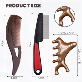 TELAIN 3-Piece Scale Comb, Stainless Steel Fine Tooth Comb, Scalp Psoriasis Comb, Dandruff Removal Comb, Scalp Detox Comb, Lice Comb, Multifunctional Hairbrush for Scalp Massage Combs for Women