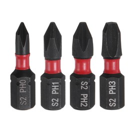 HARFINGTON 4pcs PH0/PH1/PH2/PH3 Phillips Screwdriver Bit 1/4" Hex Shank 25mm/1" Length Magnetic Cross Head Hex Bits S2 Steel Screw Driver Bit Industrial Grade Electric Drill Bits