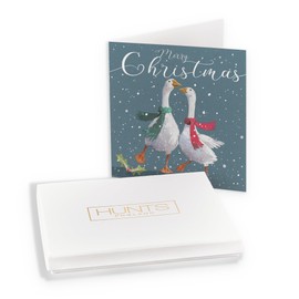 Hunts England - Luxury Boxed Stunning Festive Geese Christmas Card For Him Or Her - Merry Christmas - Milo's - Premium Christmas Card For Men, Women, For Friends, etc. - Card In Keepsake Box