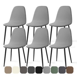 BalladHome Chair Covers, Pack of 6, Universal Stretch Chair Covers, Jacquard Covers for Chairs, Removable, Washable, Dining Room Chairs Cover for Kitchen Chairs, Hotel, Banquet (Light Grey, Pack of