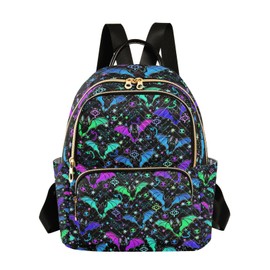 PJGINUIUA Women Fashion Backpack Purse Casual Lightweight Travel Shoulder Bag Psychedelic Bats Rucksack Ladies Bag, Small