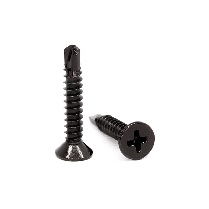 5.5mm x 50mm Black Self Drilling Countersunk Screws Flat Head