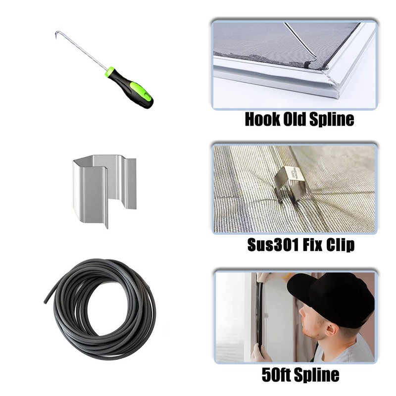 King&Charles Window Screen Door Repair/Replacement Kit, Include Black Screen Mesh