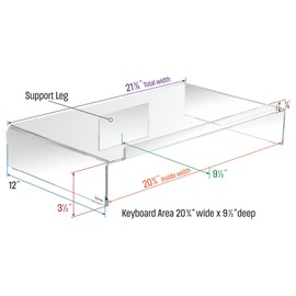 Kantek Acrylic Monitor Stand with Keyboard Storage, Holds up to 50 Pounds, 21.25-Inch Wide x 11.9-Inch x 3.4-Inch, Clear (AMS300)