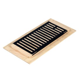 Homewell Hickory Wood Floor Register, Drop in Vent Cover with Damper, 4x10 Inch, Unfinished