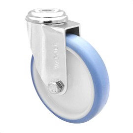 Wagner 23172501 Soft Swivel Castor with Back Hole Diameter 125 mm Height 150 mm Galvanised Steel Blue/White Load Capacity 90 kg