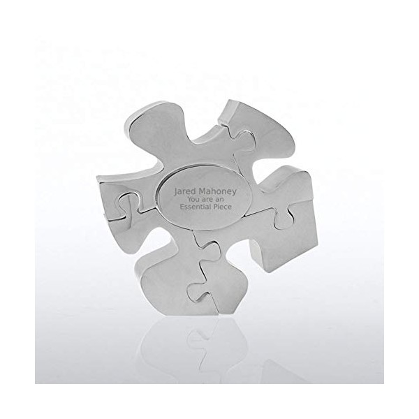 Engraved Decorative Desktop Paperweight - Nickle-Plated Metal - Puzzle Piece