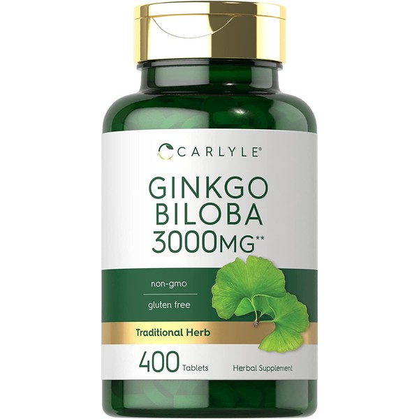 Ginkgo Biloba 3000mg | 400 Tablets | Vegetarian Supplement | Non-GMO, Gluten Free | by Carlyle
