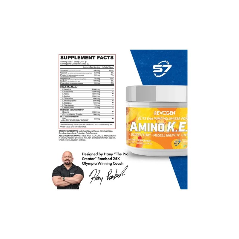 Evogen Amino Kem Sabor Peach Mango 30 Servicios