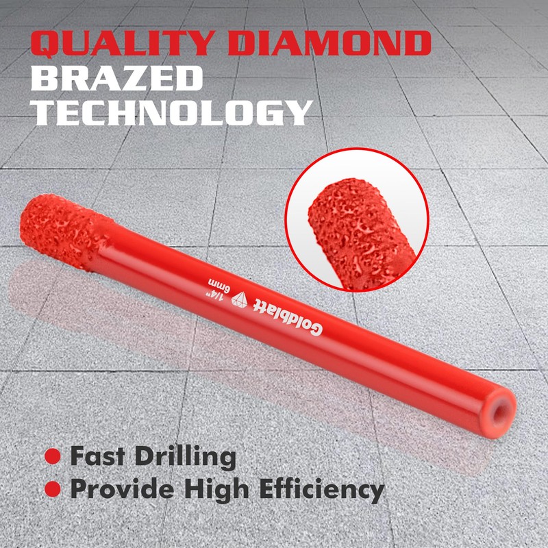 Goldblatt 10PCS 1/4" Diamond Drill Bits, 6mm Diamond Hole Saw