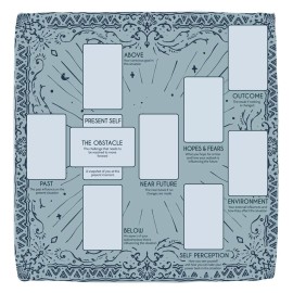Celtic Cross Assistant Tarot Reading Spread Cloth, Blue Boho Design