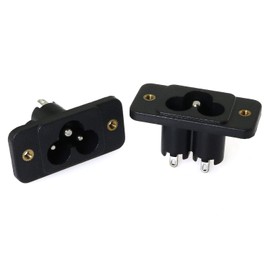 E-outstanding C6 Panel Mount Plug Adapter 2PCS 3Pins 250V 10A AC IEC Inlet Module Plug Power Connector Socket Straight