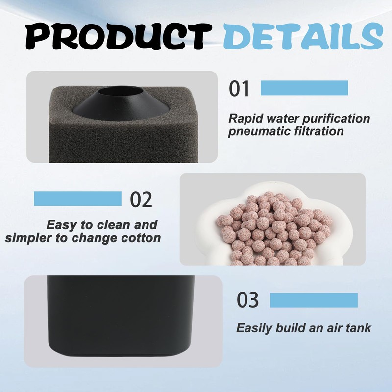 Aifrymne Aquarium Sponge Filter, Fish Tank Filter, Submersible Internal Foam