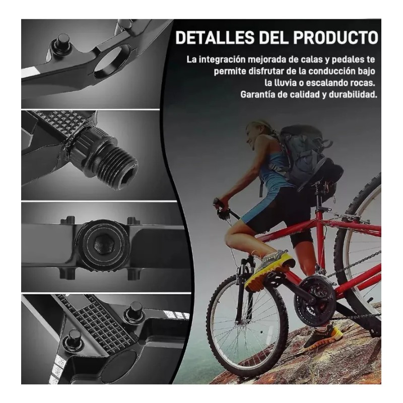Pedal De Bicicleta Mtb Para Montaña Antideslizante Aluminio Negro