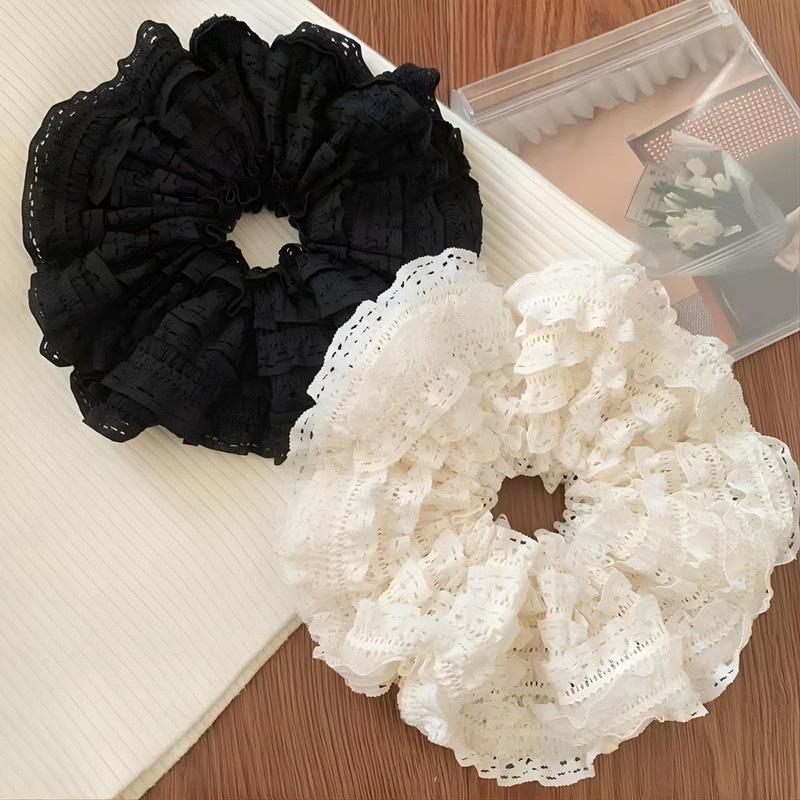 40Bandit Large Adult Scrunchies, Black, White, Hair Accessories, Hair Elastics