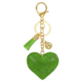 PATIKIL Rhinestone Keychain, Heart Shape Keychain Bling Keychain Accessories for Women, Cute Crystal Tassel Key Chain Purse Charm for Keys Handbags, Fruit Green