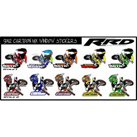 Rusk Racing 9x12 Cartoon mx window stickers ktm honda kawasaki yamaha husqvana cobra suzuki