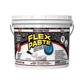 Flex Paste, 6 lb Tub, White, Waterproof Paintable Putty, Spackle Sealant, Fill Gaps Cracks Holes - Block Out Water and Air - UV Resistant - Walls, Drywall, EPDM, Concrete, Roof, RV Repairs