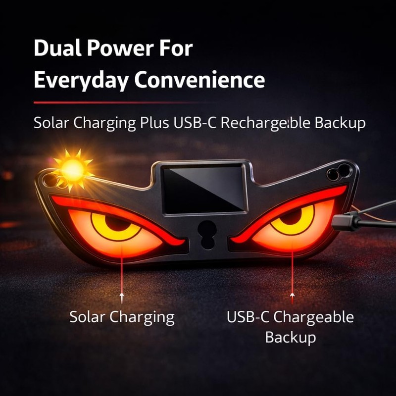 Solar Demon Eye LED Car Window Light, Wireless No Drill