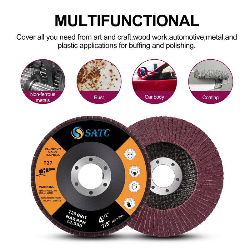 SATC Flap Discs 115mm 10 Pack Grinding Discs 120 Grit