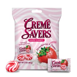 Creme Savers Strawberries and Creme Hard Candy | The Taste of Fresh Strawberries Swirled in Rich Cream | The Original Classic Creme Savers Brought To You By Iconic Candy | 3oz Bag (12 Count)