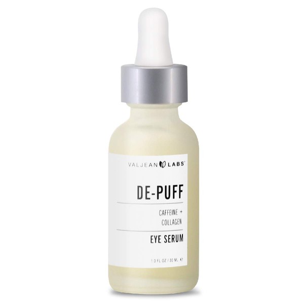 Valjean Labs DePuff Eye Serum | Caffeine + Collagen | Helps to Reduce Under Eye Puffiness and Combat Signs of Aging | Paraben Free, Cruelty Free, Made in USA (1 oz)