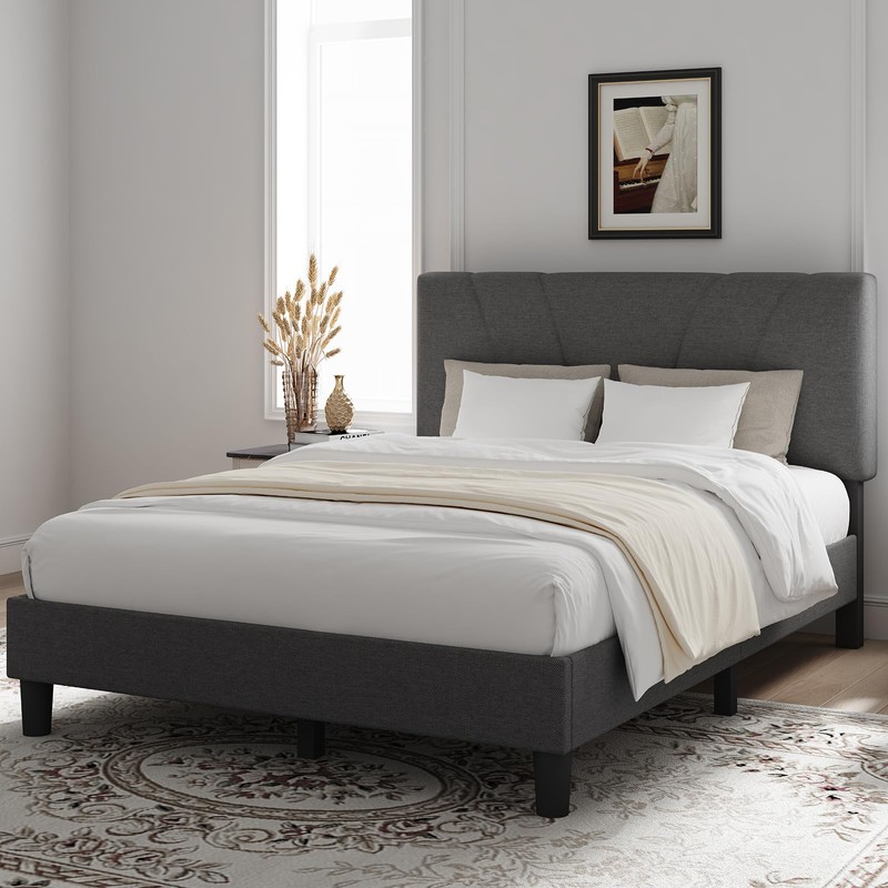 Novilla Queen Size Bed Frame Upholstered Platform Queen Bed Frame