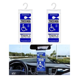JOYCOURT 2PCS Portable Handicap Placard Holder, Ultra Transparent Disabled Parking Permit Placard Sleeve Protective Holder Cover with Large PVC Hanger, Holder for Disability Parking (2)