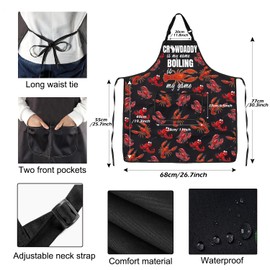 Crawdad Apron Crawfish Apron Crawfish Boiling Boil Cooking Apron With Pocket For Crawfish Lover Cajun Kitchen Apron (BOILING is my game 2a)