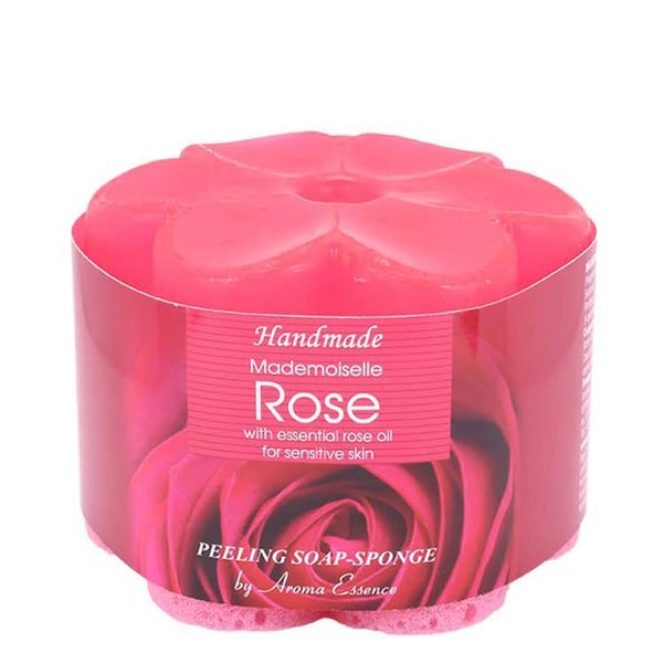 Mademoiselle Rose Handmade Facial Cleanser Soap Sponge Pore Exfoliating Softening Skin Pack of 2 x 70g