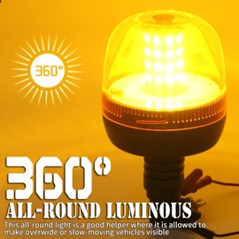 OPP ULITE 40LED Strobe Warning Beacon Light, 3 Flash Modes 40W 360° Rotation Amber Flashing Emergency Safety Waterproof Warning Light for Vehicle Forklift Truck Tractor Golf Carts UTV Car (KM180)