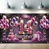 Starlit Patio Happy 14th Birthday Decorations Backdrop Banner for Girls