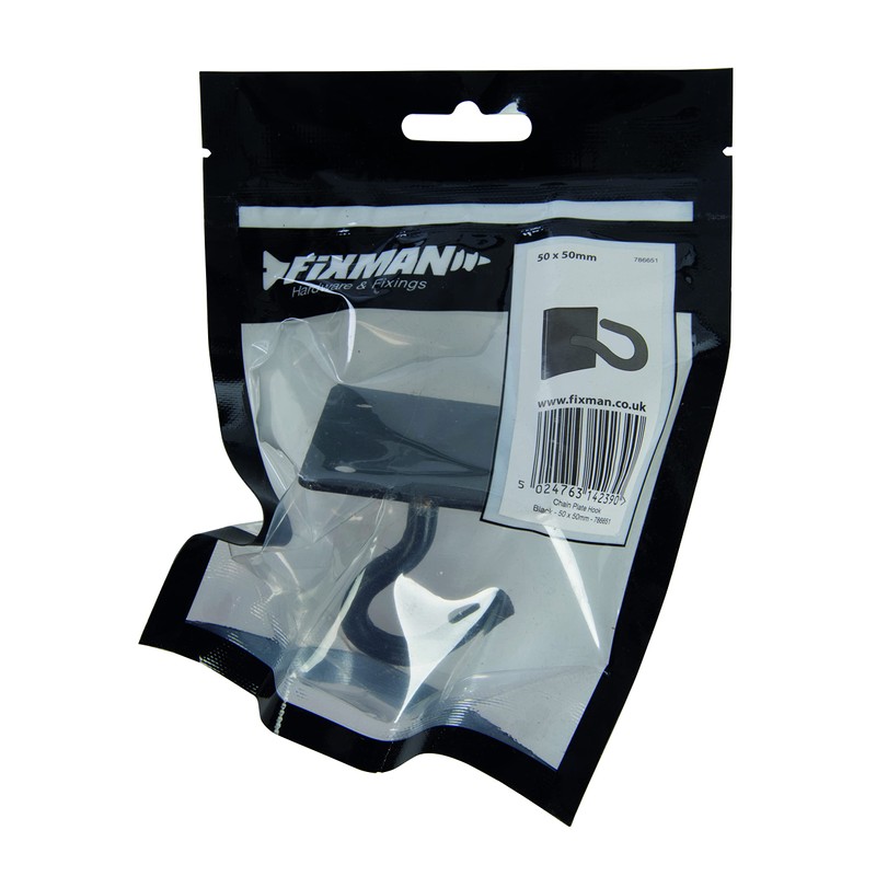 Fixman 786651 Chain Plate Black Hook 50 mm x 50
