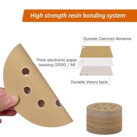 Gmozkrn 180mm Sanding Discs 80 Grit, 30Pcs Hook and Loop Sander Disc, 7Inch 8 Holes Sandpaper Sheet for Drywall Sander Long Neck Sander (Yellow)