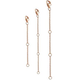 KFG S925 Sterling Silver Jewelry Extender 3 Extension Chains 1''2''3''4'' for Necklaces Bracelets Anklets and Jewelry Making Rose Gold Plated (Rose gold)
