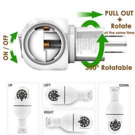 Plug in Light Socket,Standard Light Bulb Socket to Plug Outlet Adapter,Bulb Socket with Plug Include on/Off Switch for Bulb Security Camera,ETL Listed (2, White)
