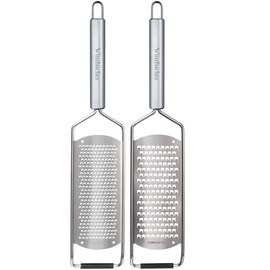 Winzbacher® The Original [Set of 2] Stainless Steel Grater | Parmesan Grater, Lemon Grater, Nutmeg, Ginger Grater, Zester | Razor Sharp Blade | Includes Protection & Cleaning Brush