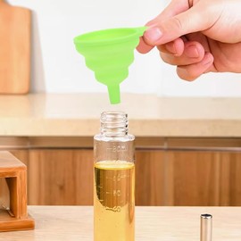 Paquete de 3 embudos de silicona para cocina, embudo plegable verde, embudos plegables de 3 tamaños para llenar botellas