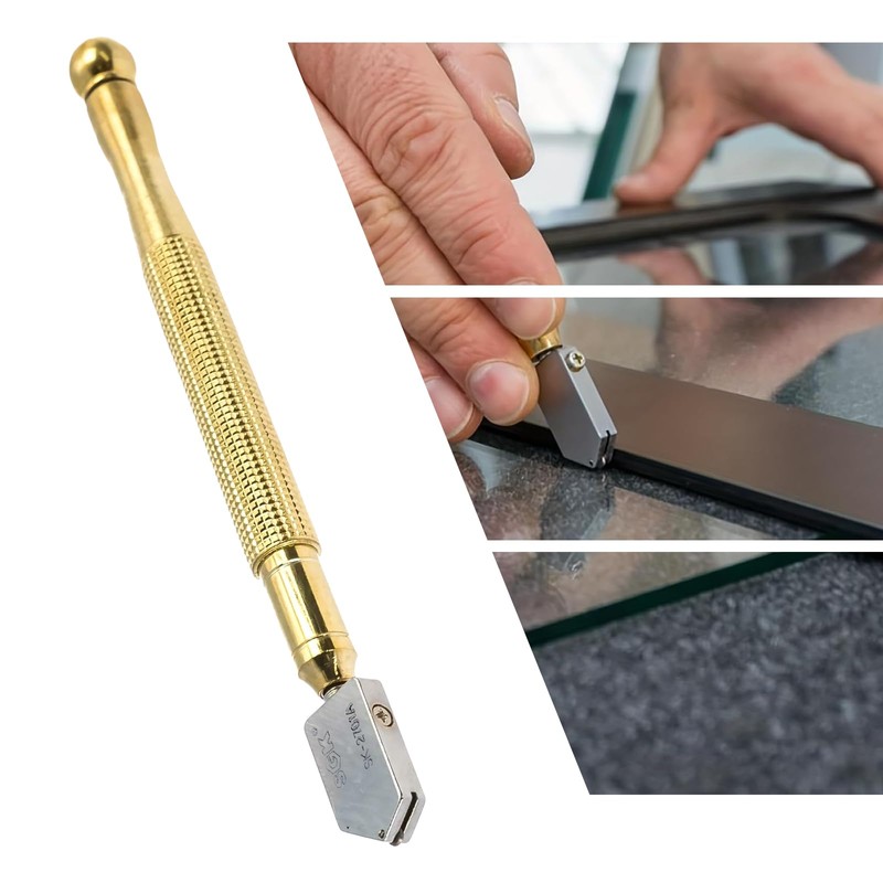 Glass Cutter with Golden Handle - Portable, Easy to Store,