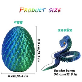 XCDTXJL 3D Printed Snake Egg with Flexible Joints Realistic Snake Model for Easter Home Office Decor Toy Gift (Green)